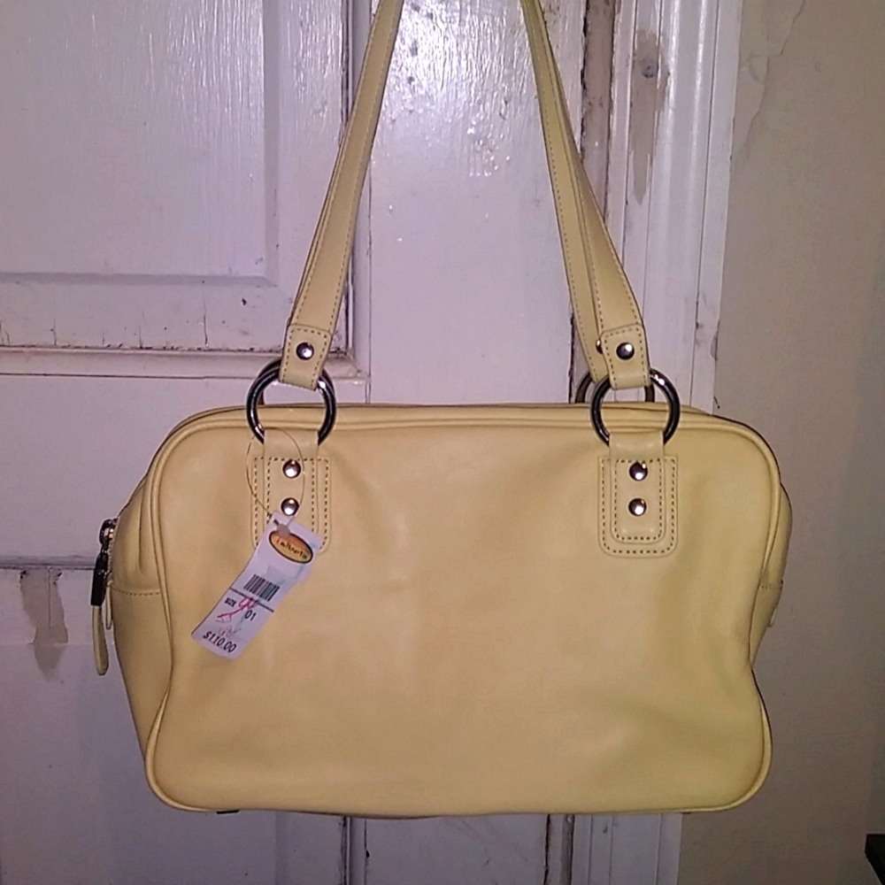 🌹💞Leather📣Talbots Pretty lil Genuine Leather Sunny Yellow Handbag